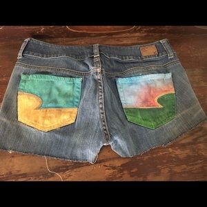 Painted Denim Shorts